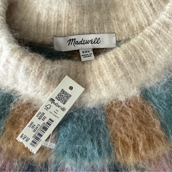 Sold Out NWT Madewell Brushed Checkerboard Fair Isle Sweater, XXS - Picture 3 of 5